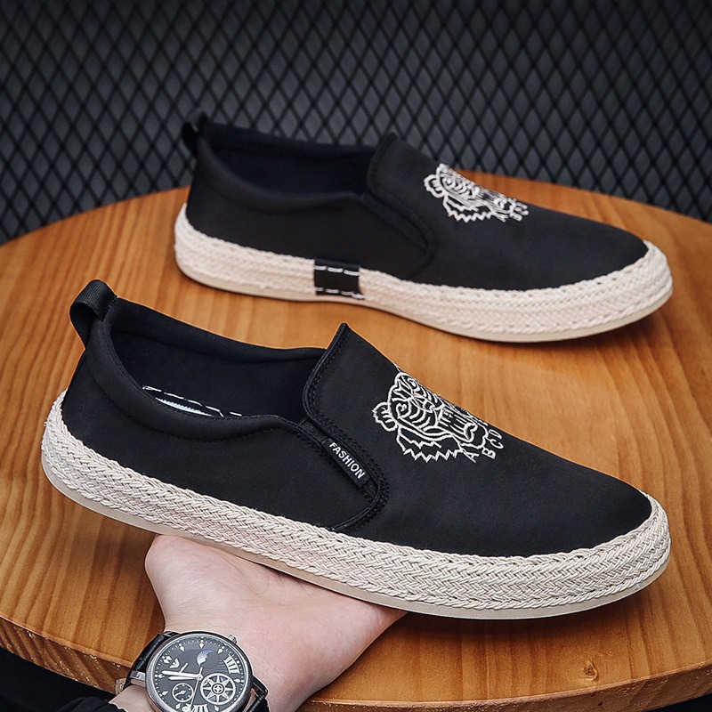 Loafer Slip On Men - Chaussures respirantes noires pour homme mocassins