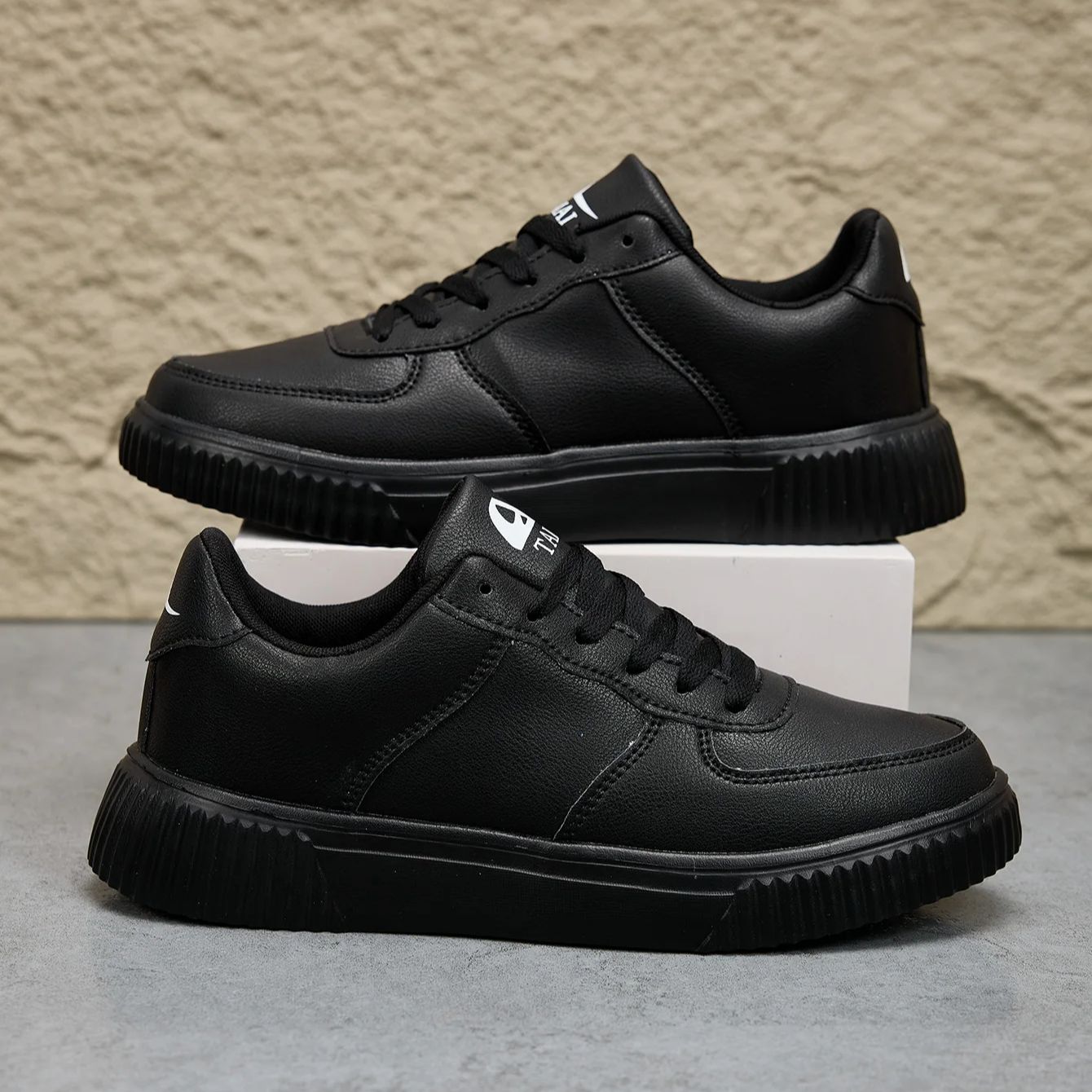 Men'S Shoes Black And White - Hommes chaussures en cuir en plein