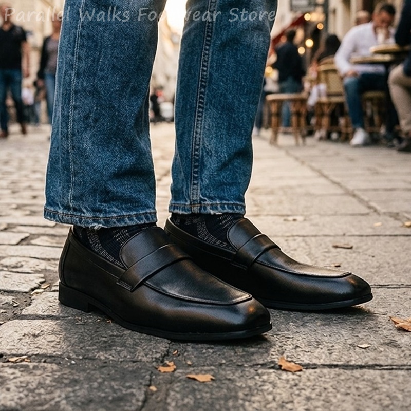 Men Shoes Formal - Mocassins Penny en cuir noir pour
