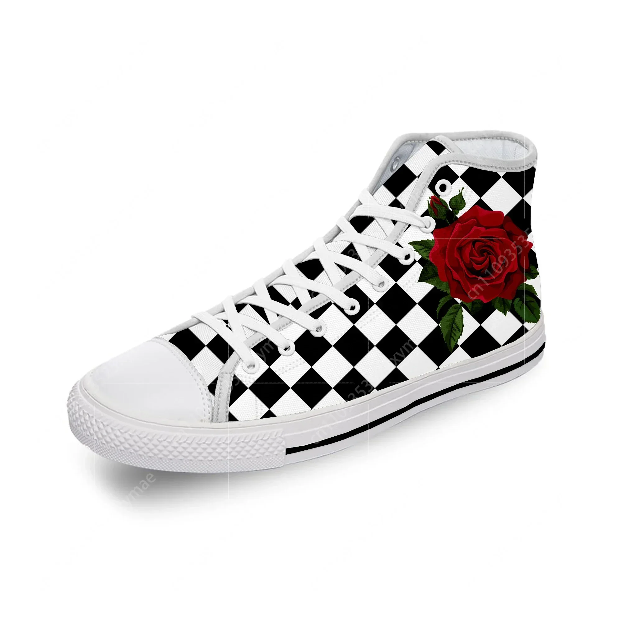 Men'S Shoes Black And White - Chaussures en toile à carreaux noirs