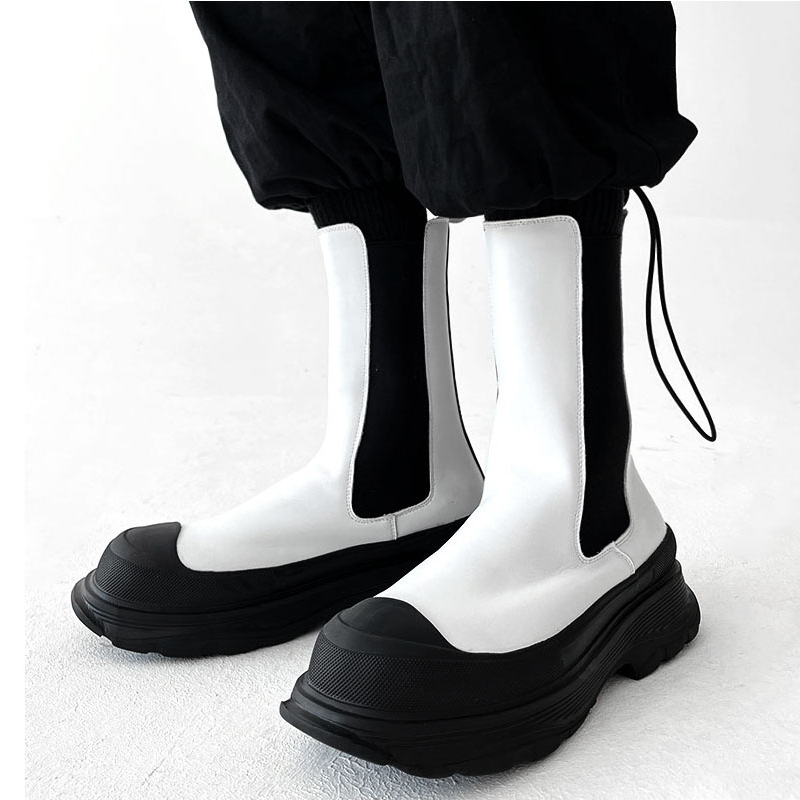 Men'S Shoes Black And White - Bottes Chelsea hautes pour hommes, style