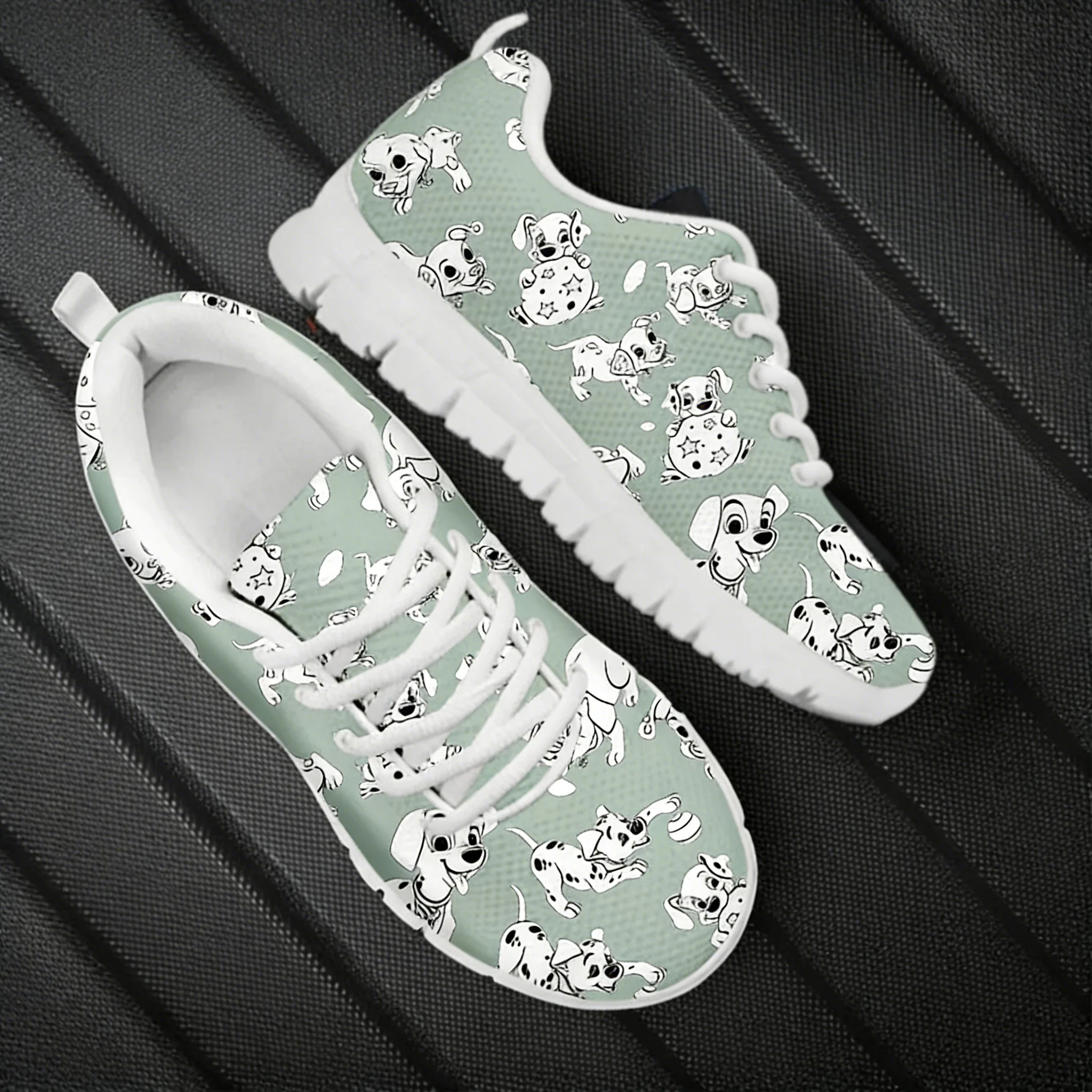 Men'S Shoes Black And White - Chaussures plates décontractées pour femmes, motif