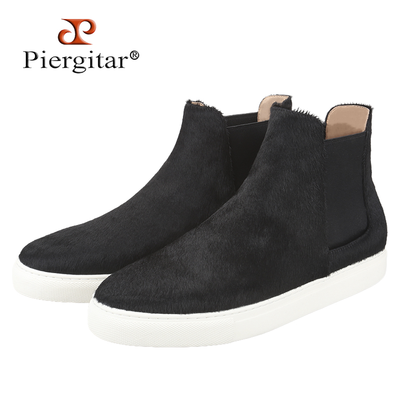Men'S Shoes Black And White - Piergitar – chaussures montantes en crin