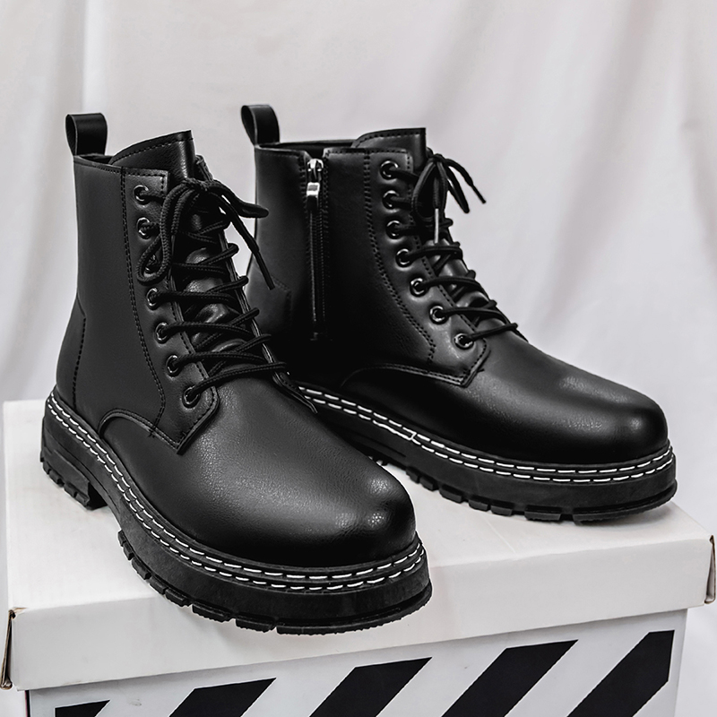 Bottes de moto en cuir verni n - Men Shoes Classic avis et prix