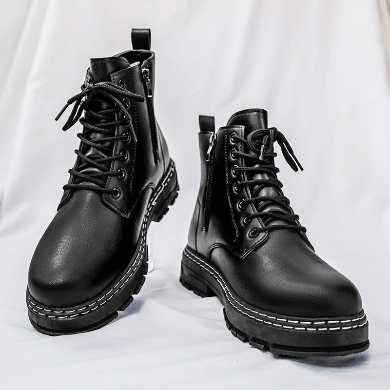 Bottes de moto en cuir verni n - Men Shoes Classic avis et prix