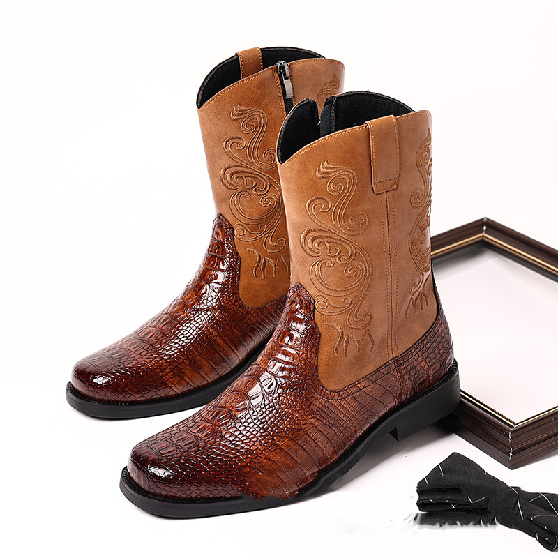 Bottes occidentales en cuir im - Men Shoes Classic avis et prix