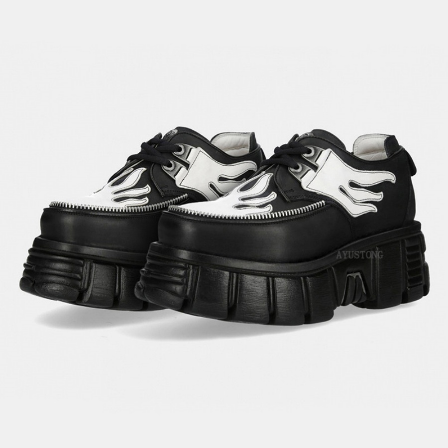Chaussures à plateforme en cui - Men'S Shoes Black And White avis et prix