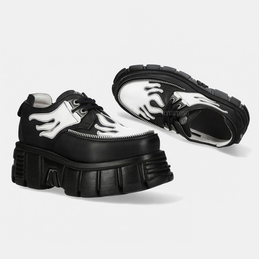 Chaussures à plateforme en cui - Men'S Shoes Black And White avis et prix