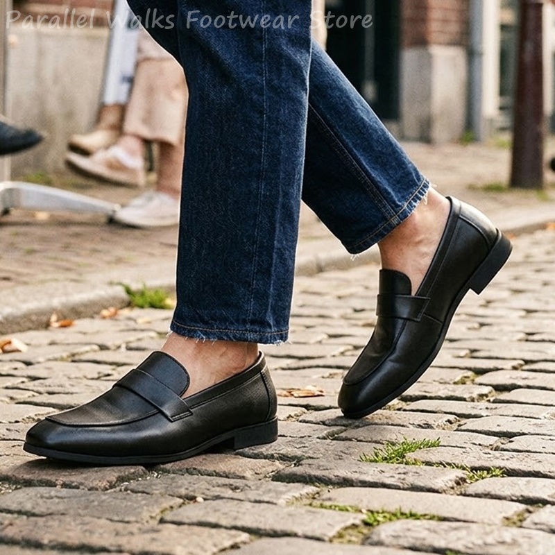 Mocassins Penny en cuir noir p - Men Shoes Formal avis et prix
