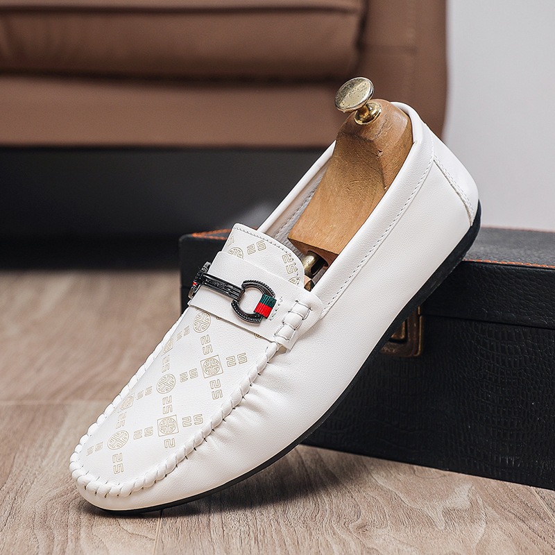Mocassins italiens en cuir PU  - Men'S Shoes Black And White avis et prix