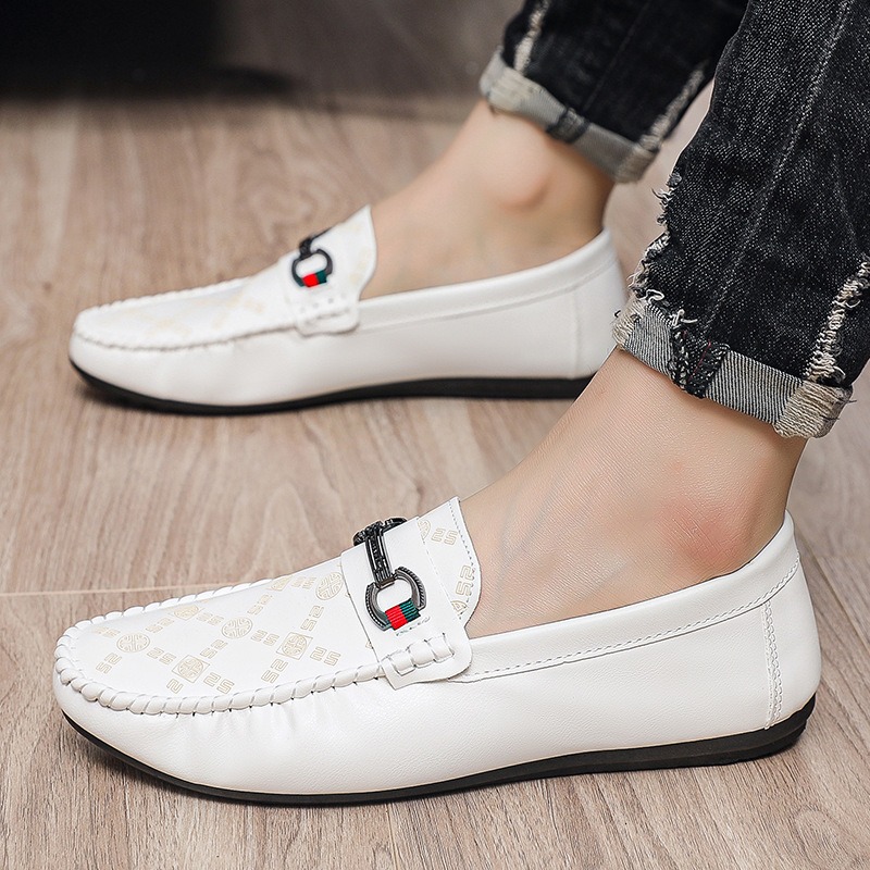 Mocassins italiens en cuir PU  - Men'S Shoes Black And White avis et prix